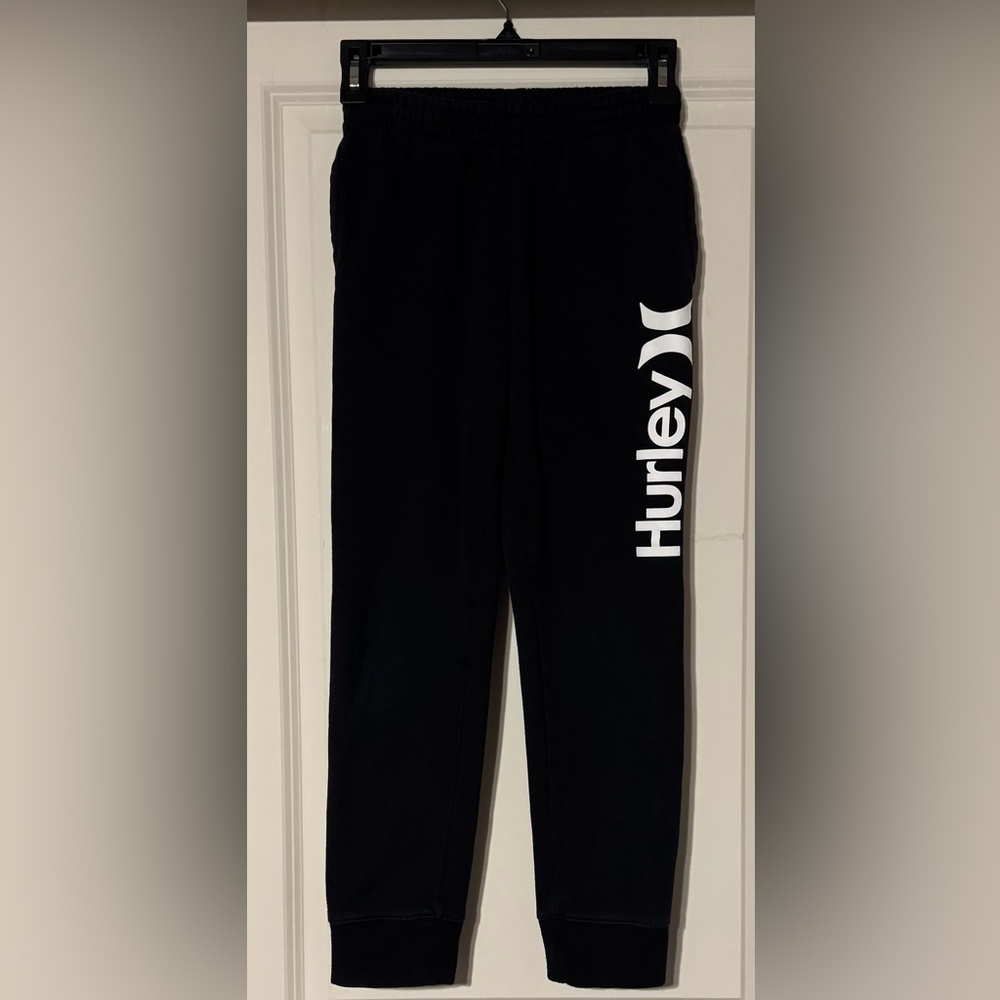 Hurley Kids Black Sweatpants with White Logo Size Medium